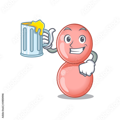 A cartoon concept of neisseria gonorrhoeae rise up a glass of beer