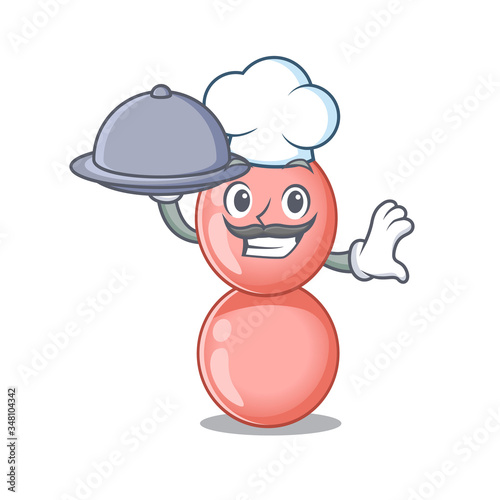 Neisseria gonorrhoeae chef cartoon character serving food on tray