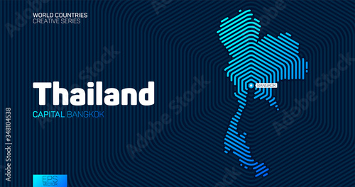 Abstract map of Thailand with hexagon lines