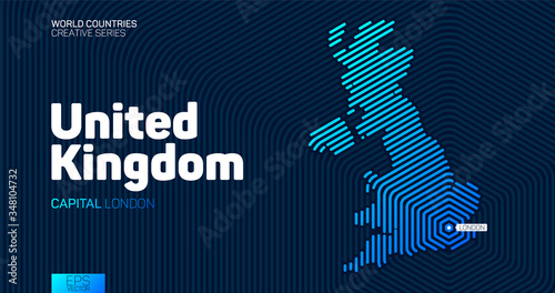 Abstract map of United Kingdom with hexagon lines