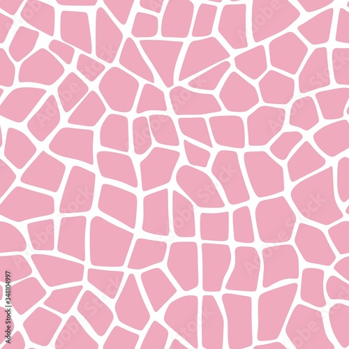 Pink giraffe animal skin. Vector seamless pattern