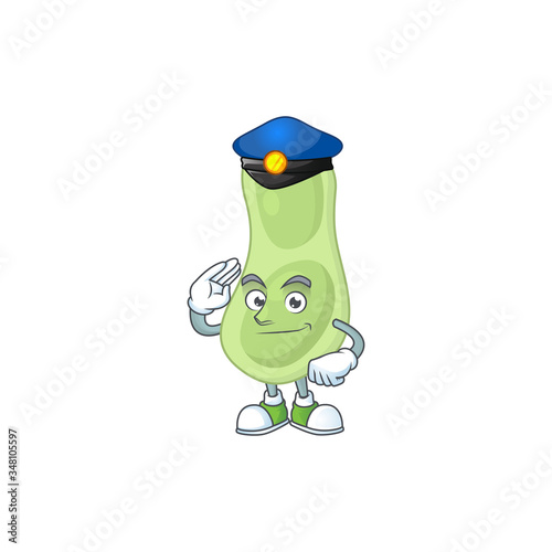 A dedicated Police officer of staphylococcus pneumoniae mascot design style