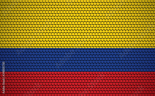 Abstract flag of Colombia made of circles. Colombian flag designed with colored dots giving it a modern and futuristic abstract look.