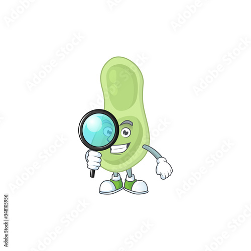 Smart Detective of staphylococcus pneumoniae cartoon character design concept