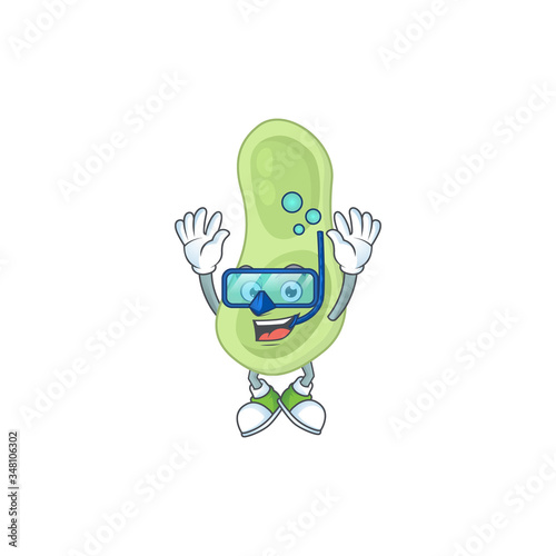 Mascot design concept of staphylococcus pneumoniae wearing Diving glasses