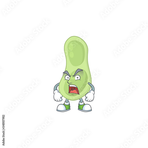 Staphylococcus pneumoniae cartoon character design with mad face