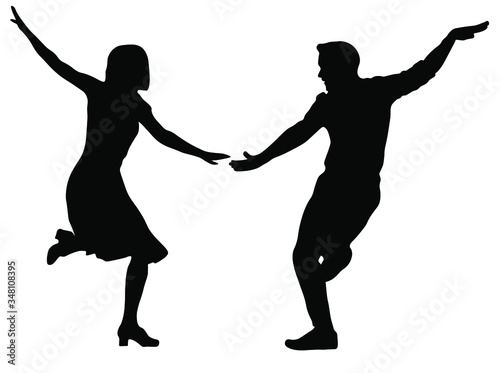 Dancers silhouette woman and man two couple 