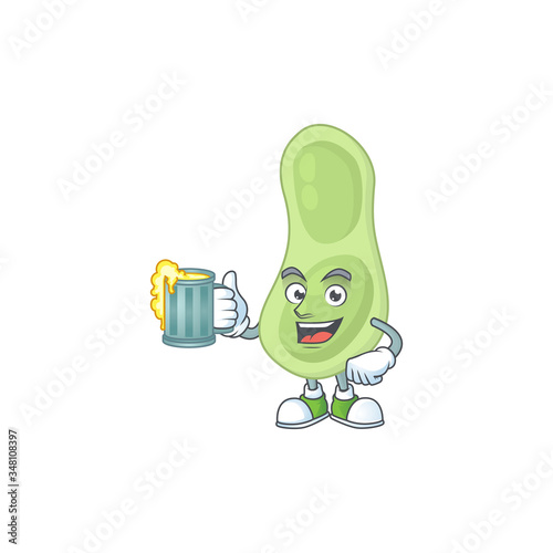 Happy staphylococcus pneumoniae mascot style toast with a glass of beer