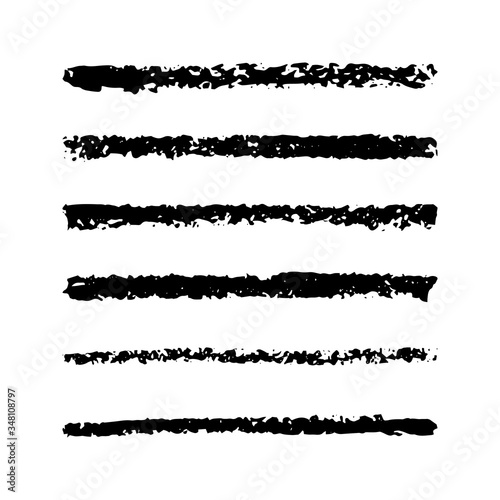 Vector set of black ink brush strokes and pencils