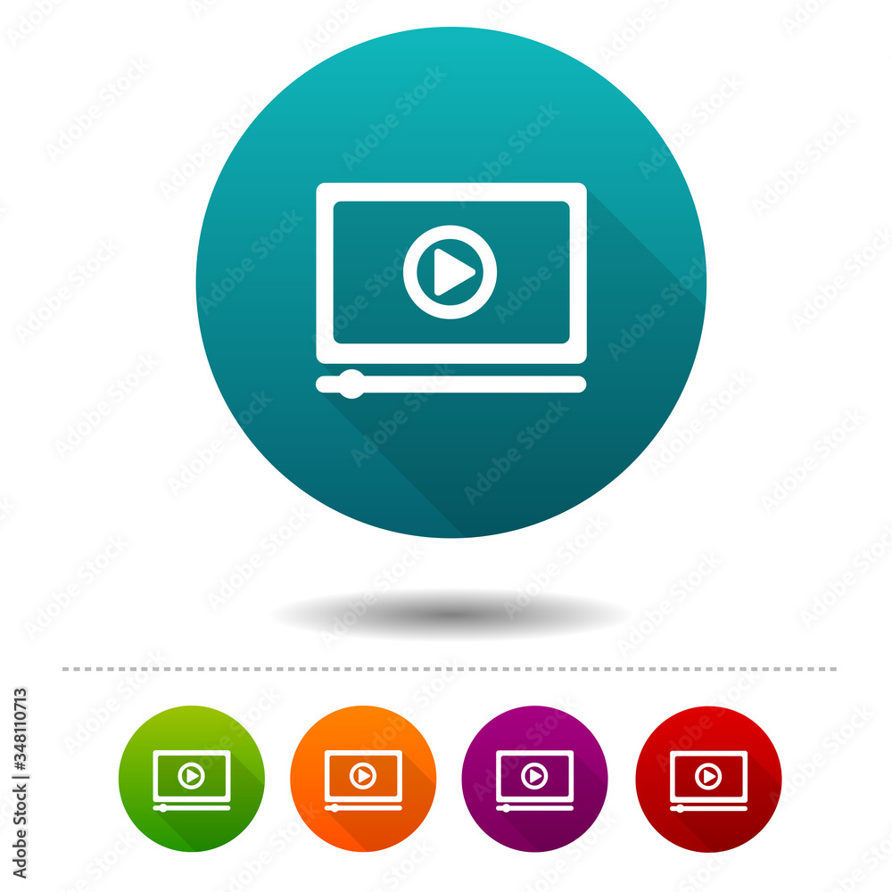 Media player icons. Video signs. Streaming symbol. Circle web buttons. Media player icons. Video signs. Streaming symbol. Circle web buttons.