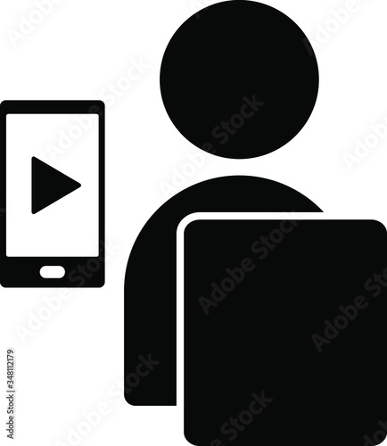 スマホで動画を見る人　アイコン　ベクターイラスト