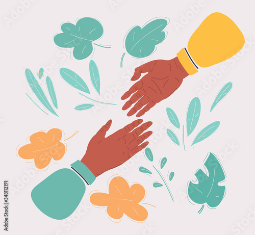 Vector illustration of af two hands reaching for each other
