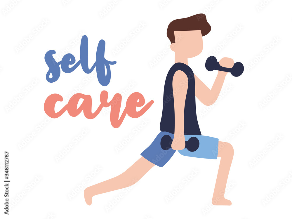 Home workout, self care, Sport Exercise at Home, Fitness Workout , COVID-19 virus outbreak. Vector illustration. Home workout, self care, Sport Exercise at Home, Fitness Workout , COVID-19 virus outbreak. Vector illustration.
