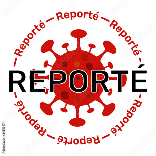 Logo reporté - Vecteur rouge et noir avec icone virus