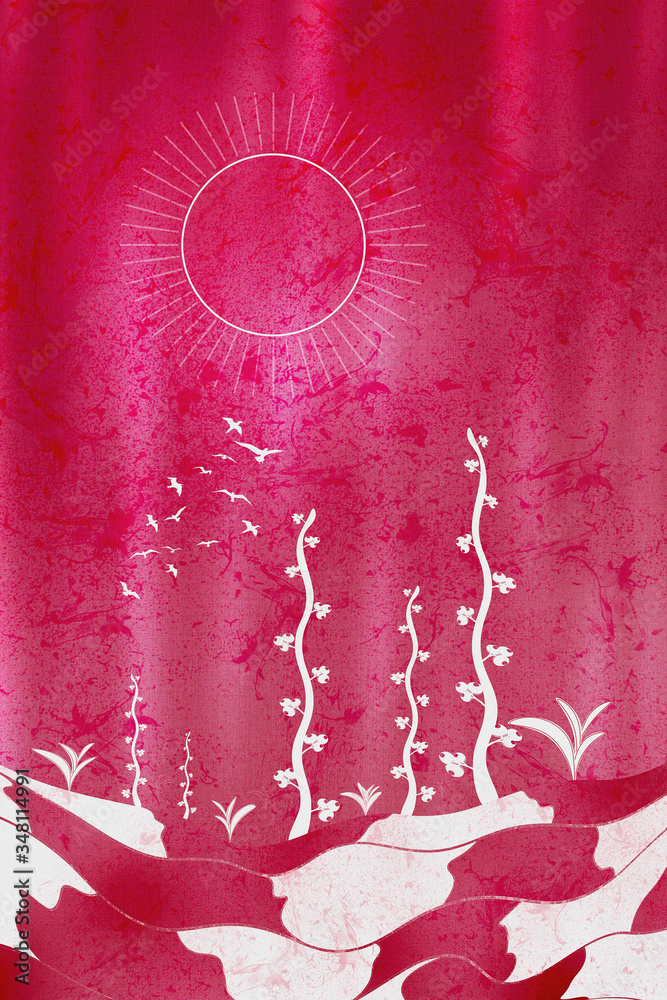 Alien landscape on mauve planet