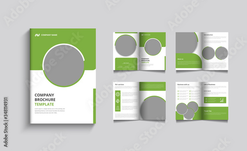 Pages company profile brochure . Brochure creative design. Multipurpose template with cover, back and . Trendy minimalist flat geometric design. 