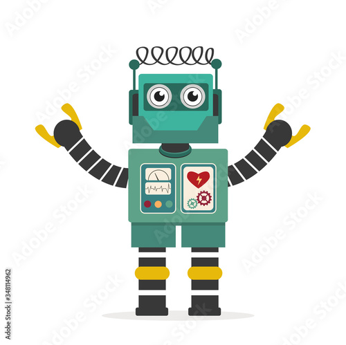 Green Vintage toy Robot vector