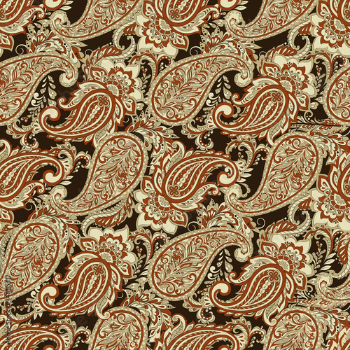 Paisley style Floral seamless pattern. Ornamental Damask background