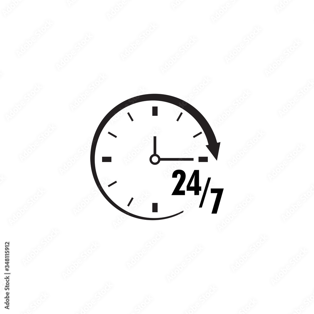 Time 24/7 icon design template vector isolated Time 24/7 icon design template vector isolated