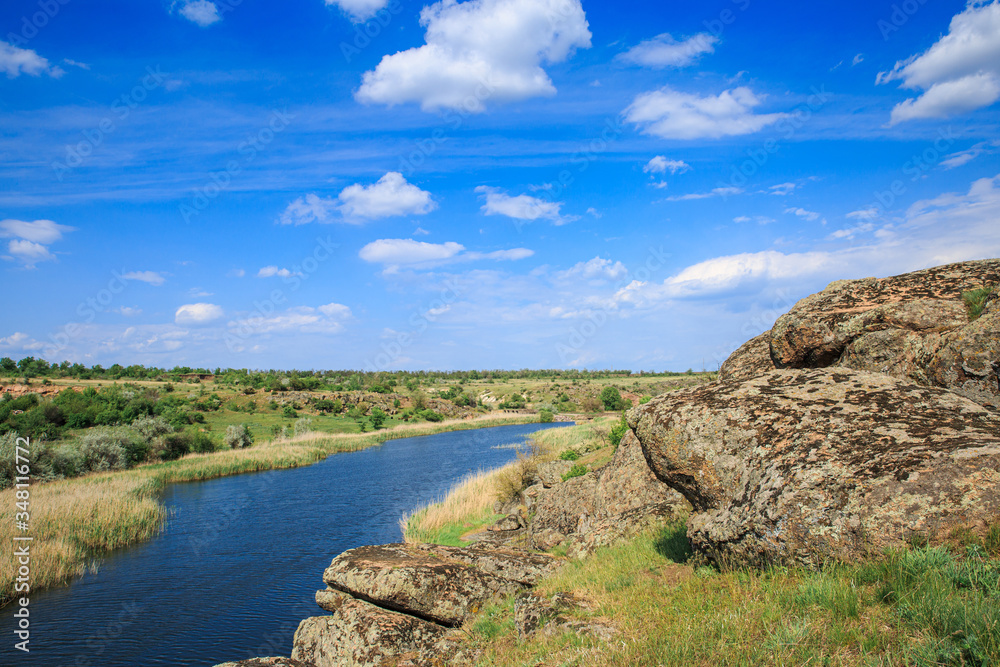 The steppe river that flows in the canyon