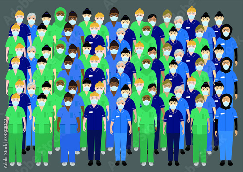 NHS nurses characters vector