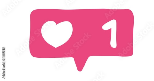 Cute social media heart counter animation loop, Hand drawn in a cartoon doodle style for use in work of happiness and lovers on special days. 