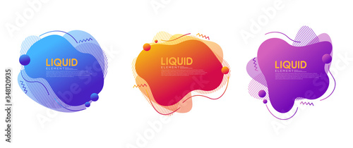 Modern abstract dynamic fluid liquid set. Graphic template element.