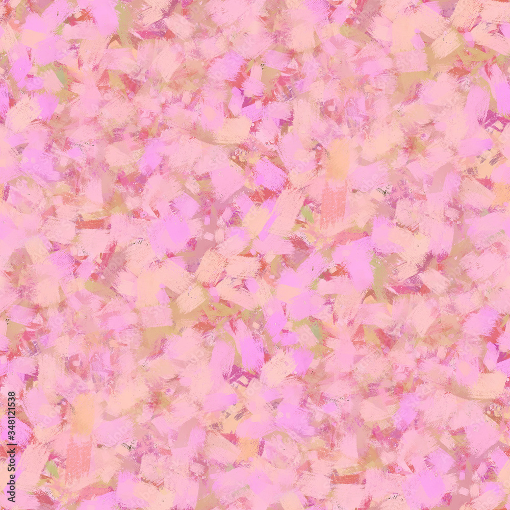 Abstract seamless pattern. Large strokes of paint on a pink background.