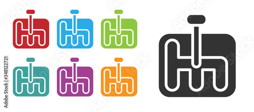 Black Gear shifter icon isolated on white background. Transmission icon. Set icons colorful. Vector