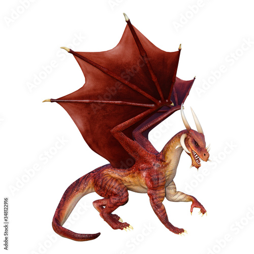 3D Rendering Fairy Tale Dragon on White