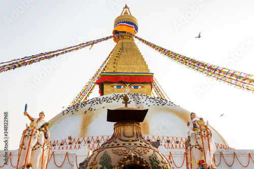Boudhanath Stupa Kathmandu Nepal with Prayer Flags