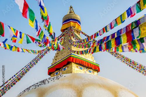 Boudhanath Stupa Kathmandu Nepal with Prayer Flags photo