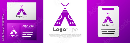Logotype Traditional indian teepee or wigwam icon isolated on white background. Indian tent. Logo design template element. Vector