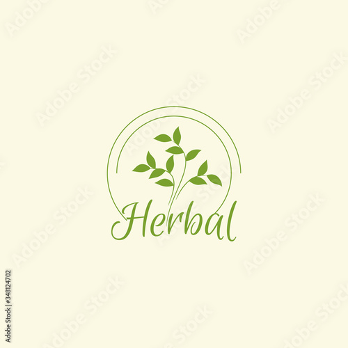 herbal tea logo vector graphic with tea leaves for any business