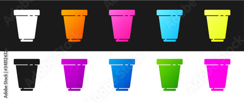 Set Water filter cartridge icon isolated on black and white background. Vector