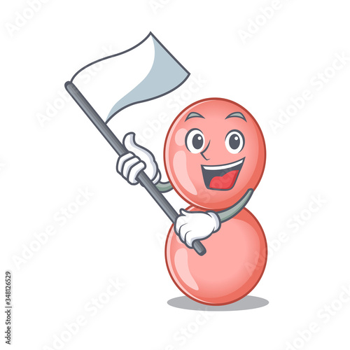 A nationalistic neisseria gonorrhoeae mascot character design with flag