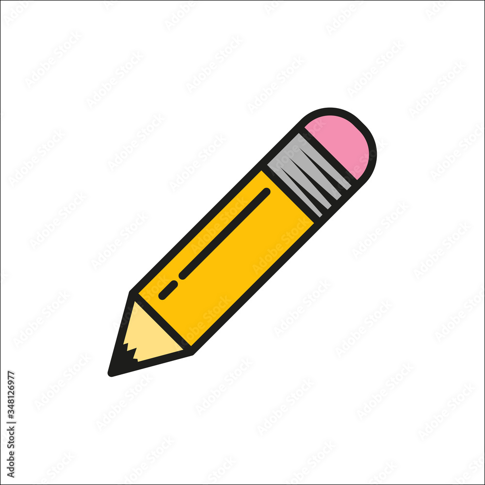 Pencil on white background. Icon in flat style, vector Pencil on white background. Icon in flat style, vector