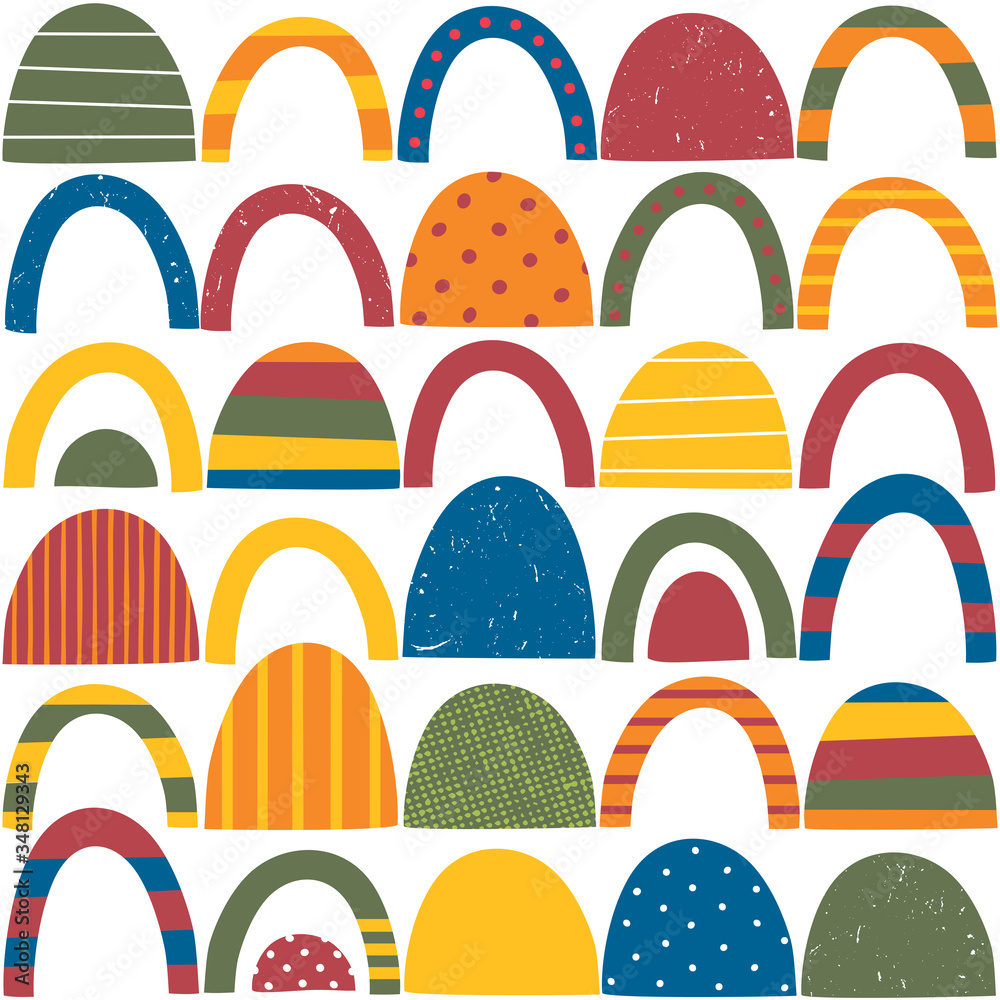 Colorful red, green, blue, yellow and orange abstract shapes with ...