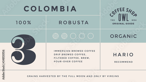 Minimal Label. Typographic modern vintage label, tag, sticker for coffee brand, coffee packing. Retro design minimal label, tag of coffee, classic old school style, typography. Vector Illustration