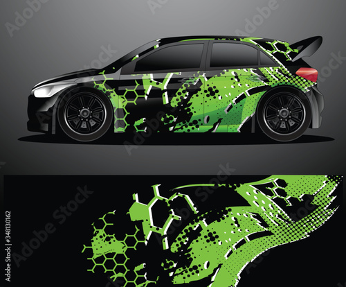 Rally car decal graphic wrap vector, abstract background