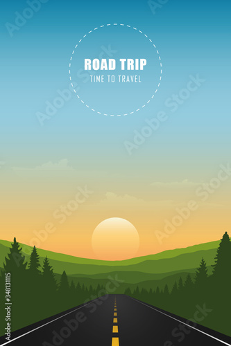 road trip asphalt road in the mountains vector illustration EPS10