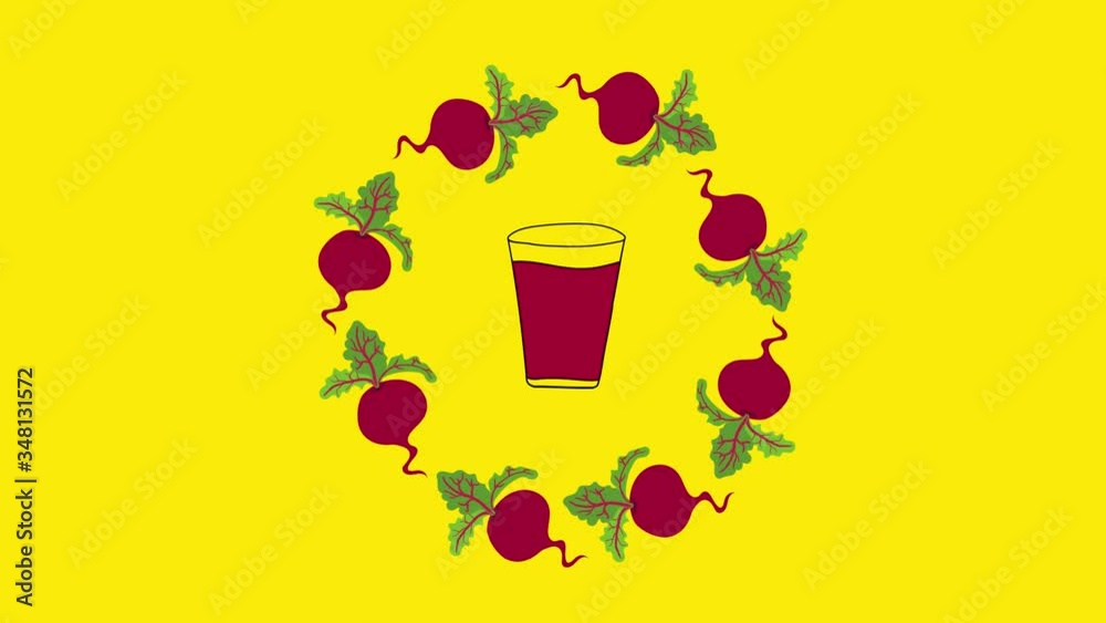 Footage of loop animation of hand drawn cartoon illustration with beet ...