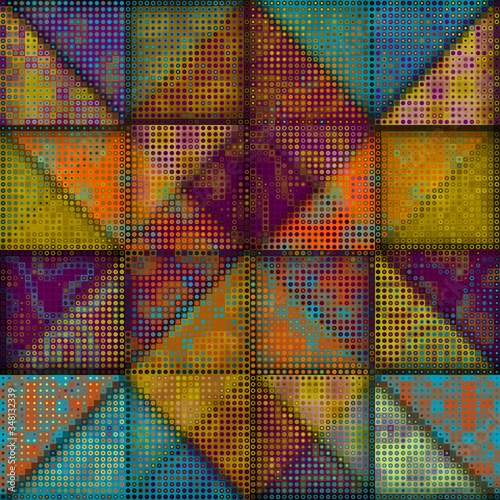 Abstract geometric pattern in low poly style. Pixel art style. Vector image.