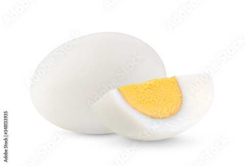 boiled egg on white background full depth of field