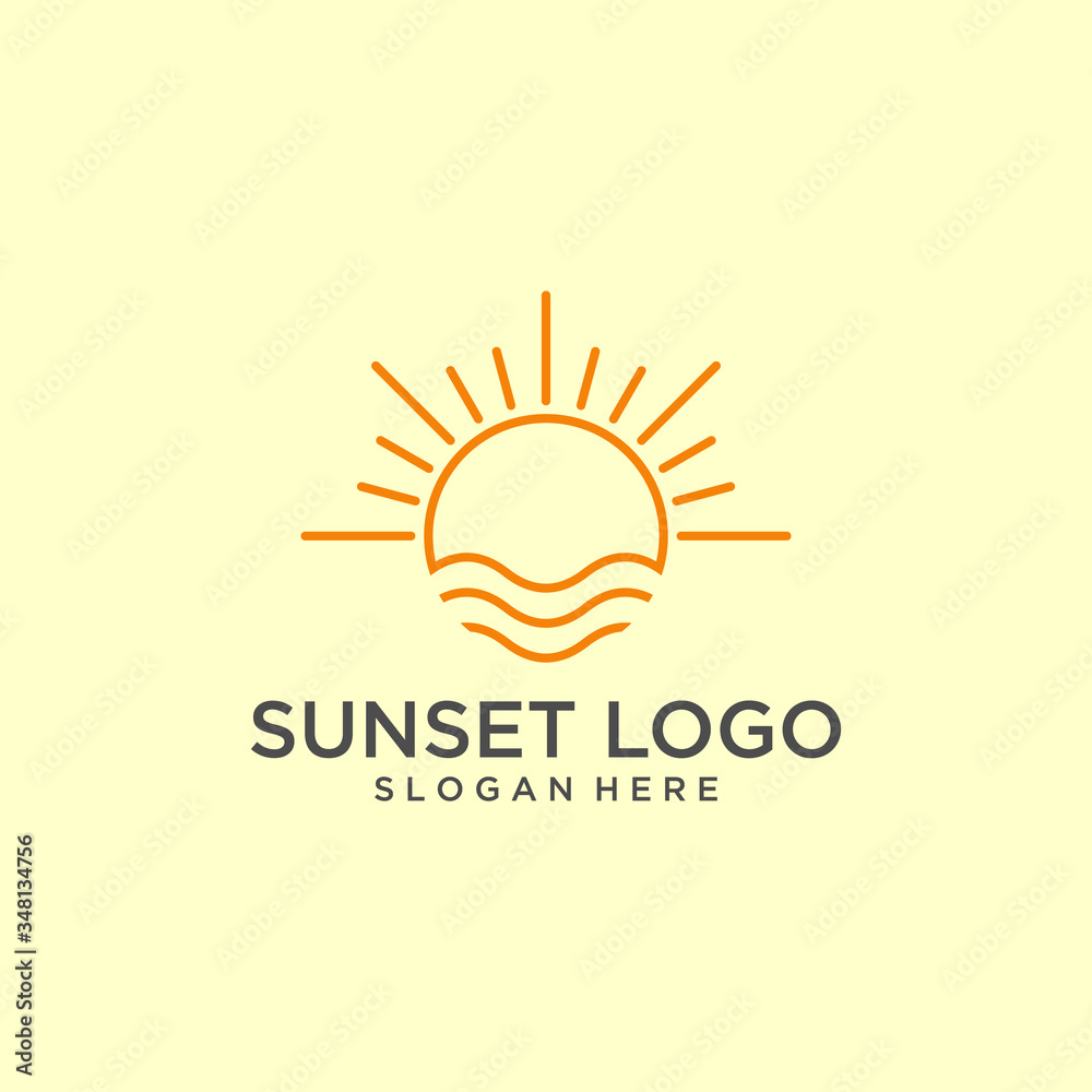 Fototapeta premium outline sunset logo vector