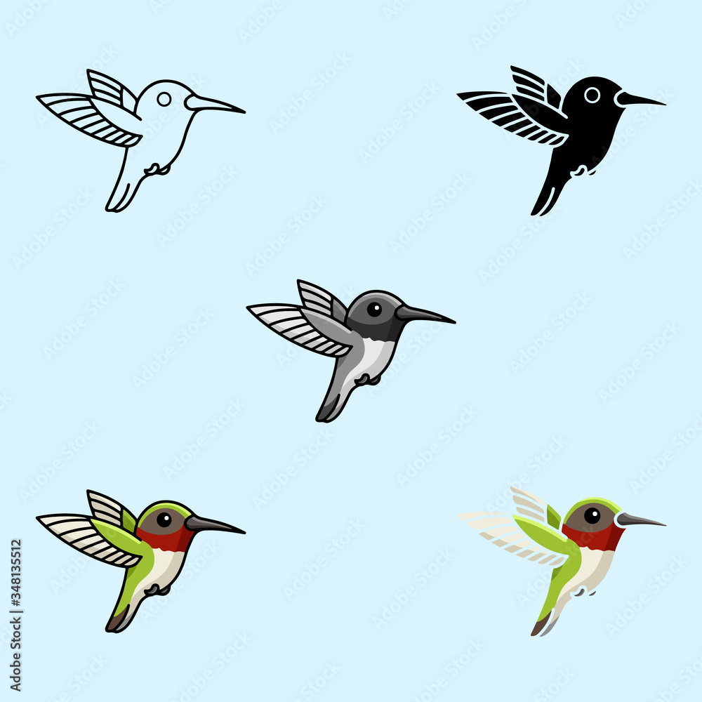 Obraz premium Tropical hummingbird toy. Cool little one bird for nursery t-shirt, kids apparel, invitation UI, UX.