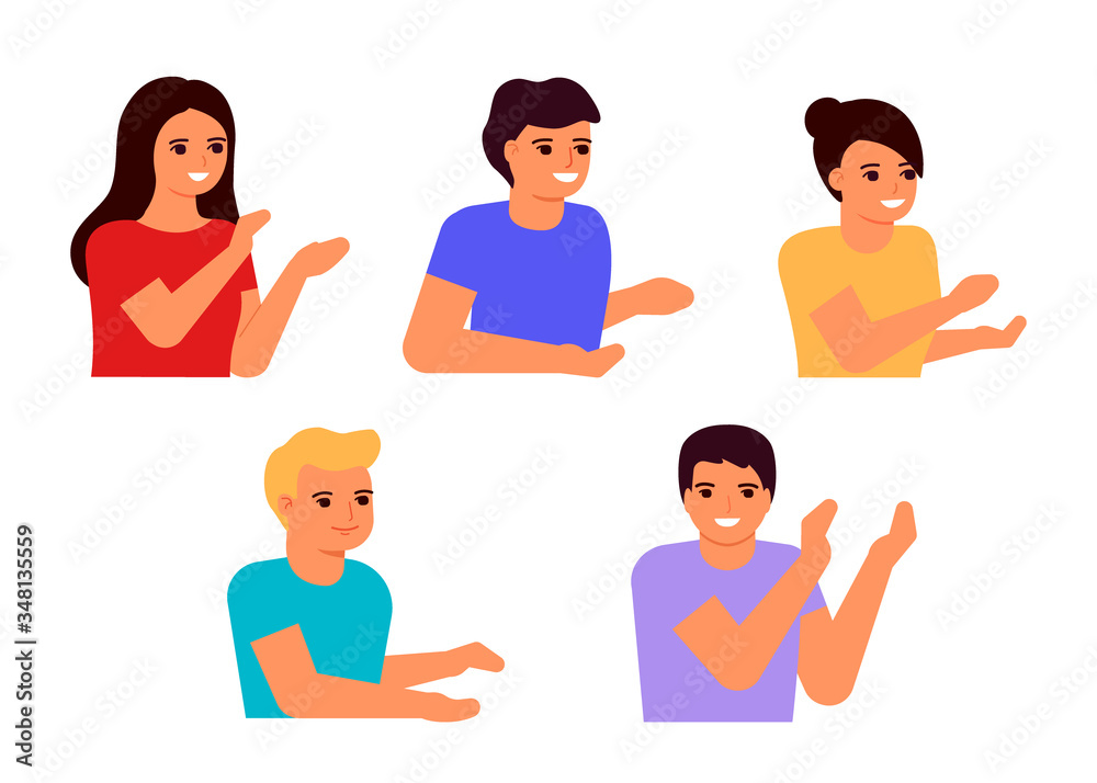 Applause group of happy people man and woman. Hands clap. Congratulations, cheering, thanksgiving, thanks, good, best, winner. Vector illustration Applause group of happy people man and woman. Hands clap. Congratulations, cheering, thanksgiving, thanks, good, best, winner. Vector illustration