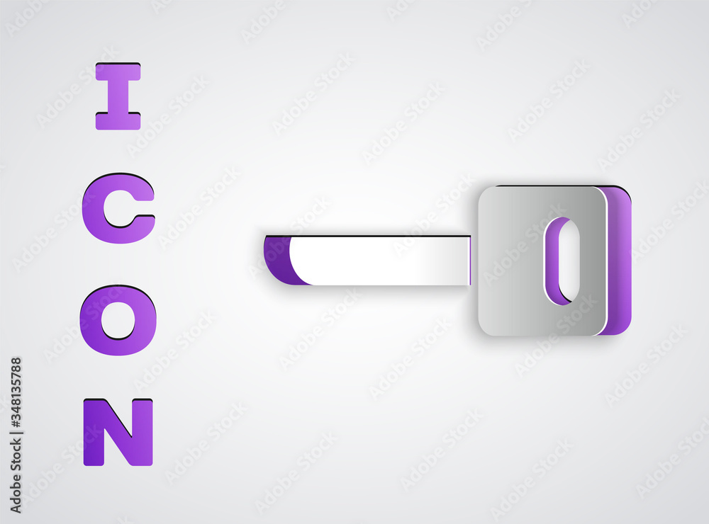 Paper cut Key icon isolated on grey background. Paper art style. Vector Paper cut Key icon isolated on grey background. Paper art style. Vector