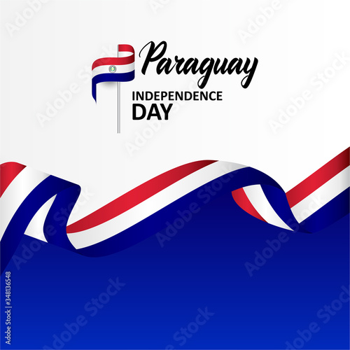 Paraguay Independence Day Banner With Flag Illustration