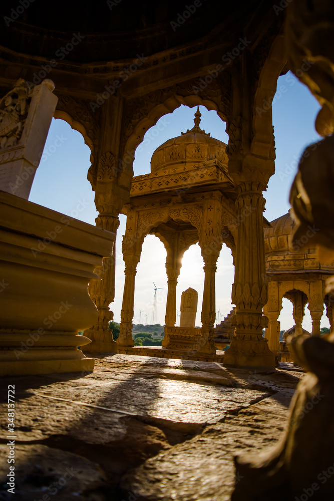 Fototapeta premium Sunset view at Bara bagh Jaisalmer, Rajasthan India 